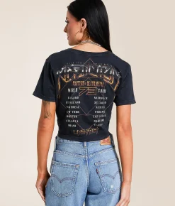 Affliction Setlist Cropped T-Shirt Black Lava Wash Discount