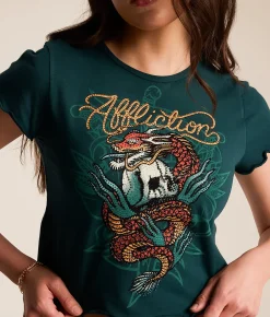 Affliction Shadow Dragon Cropped T-Shirt Sea Moss Online