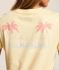 Salt Life Shake Your Palm Palms T-Shirt Vanilla Custard Clearance