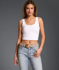 Tops | Buckle Black Shaping & Smoothing Cropped Tank Top White