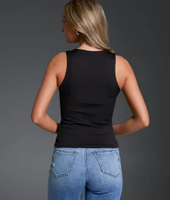 Tops | Buckle Black Shaping & Smoothing High Neck Ribbed Tank Top White