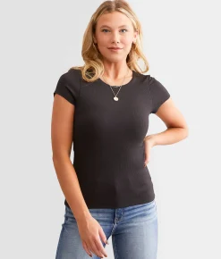 Buckle Black Shaping & Smoothing Ribbed Top Black New