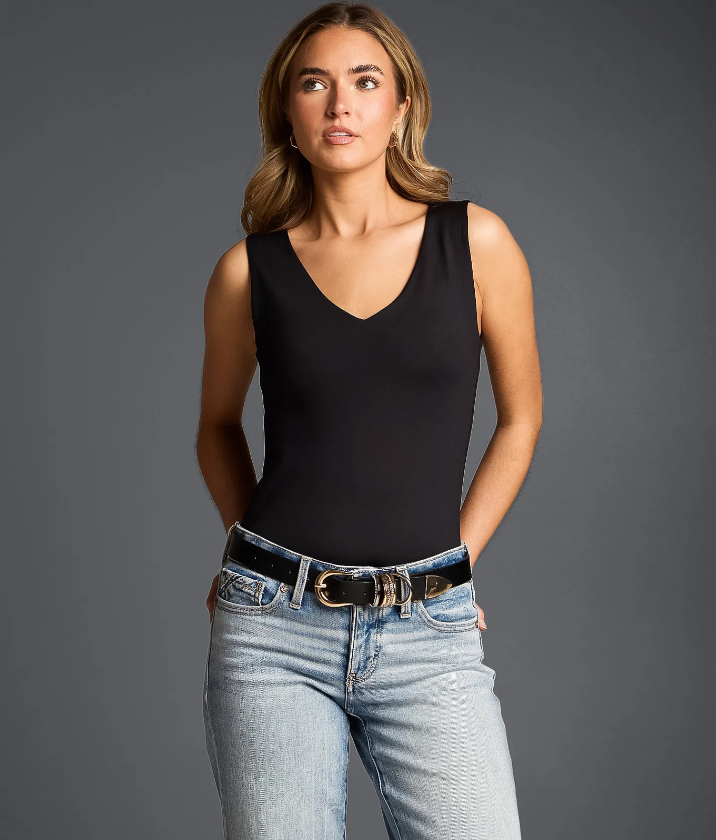 Buckle Black Shaping & Smoothing Tank Top Simply Taupe New