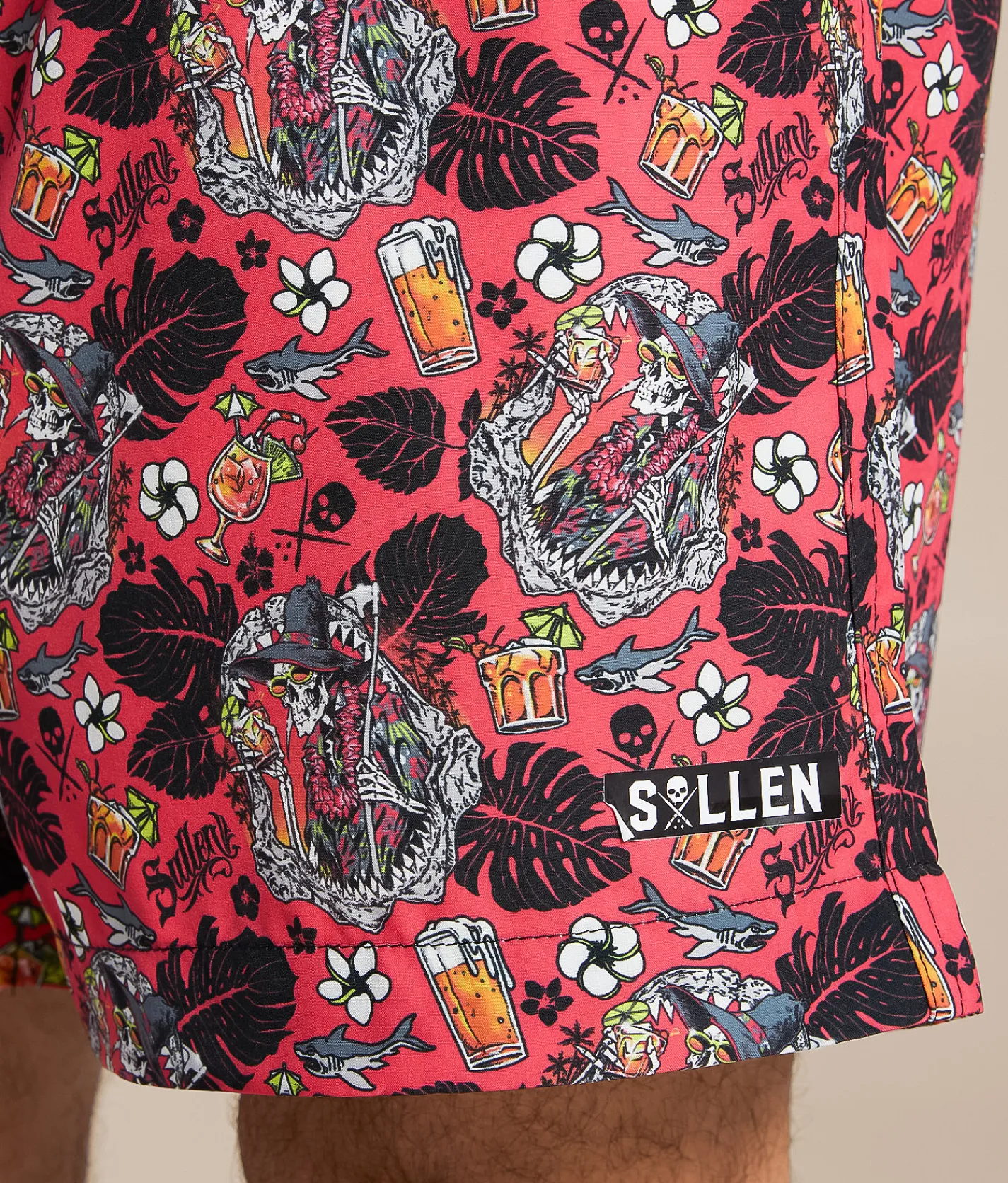 Bottoms|Swimwear | Sullen Shark Bite Stretch Swim Trunks Coral