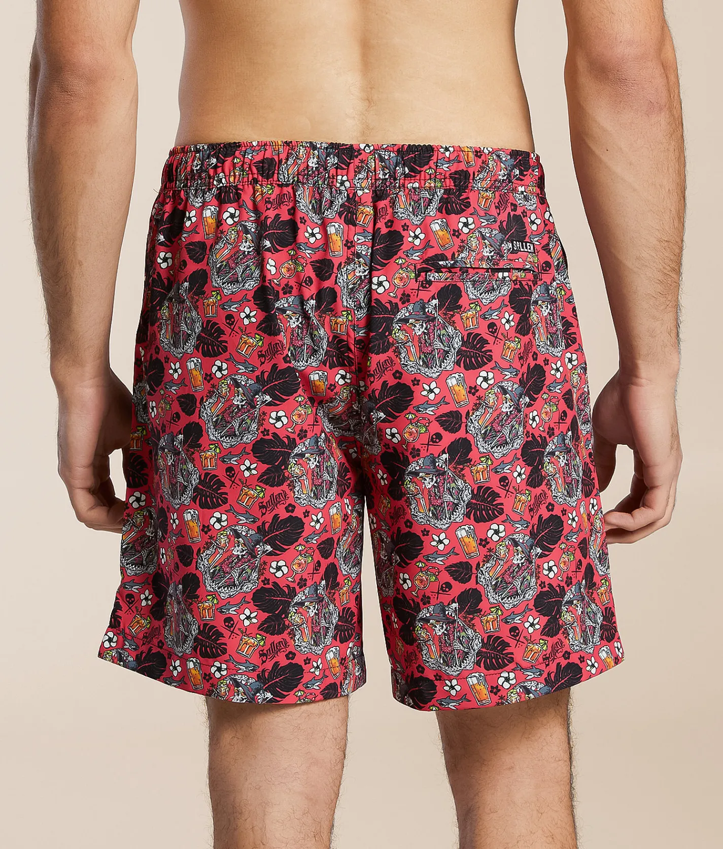 Bottoms|Swimwear | Sullen Shark Bite Stretch Swim Trunks Coral