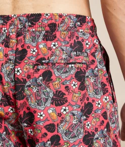Bottoms|Swimwear | Sullen Shark Bite Stretch Swim Trunks Coral