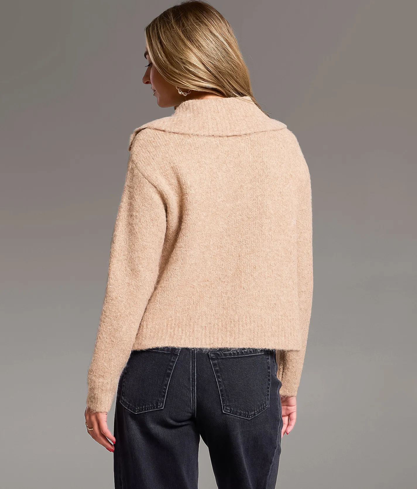 BKE Shawl Collar Sweater Beige Online