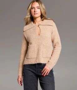 BKE Shawl Collar Sweater Beige Online