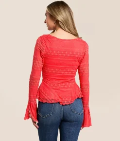 Tops | Willow & Root Sheer Lace Top Bittersweet