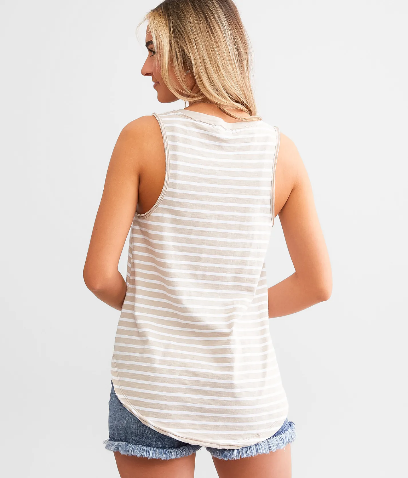 White Crow Shel Striped Tank Top Putty Online