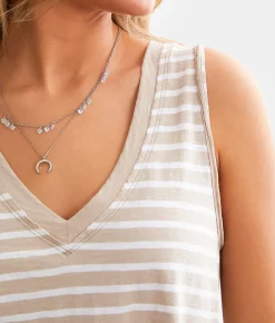 White Crow Shel Striped Tank Top Putty Online