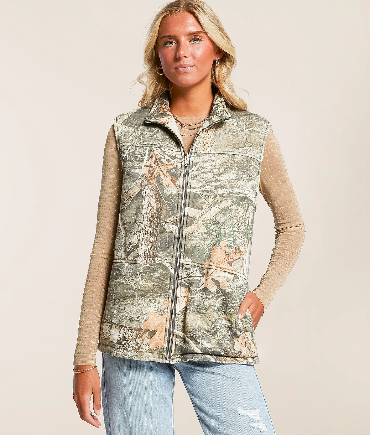 Tops|Coats & Jackets | Gilded Intent Sherpa Camo Reversible Vest Camo Print