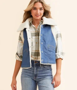 Tops|Coats & Jackets | Wrangler® Sherpa Denim Vest Original Rinse