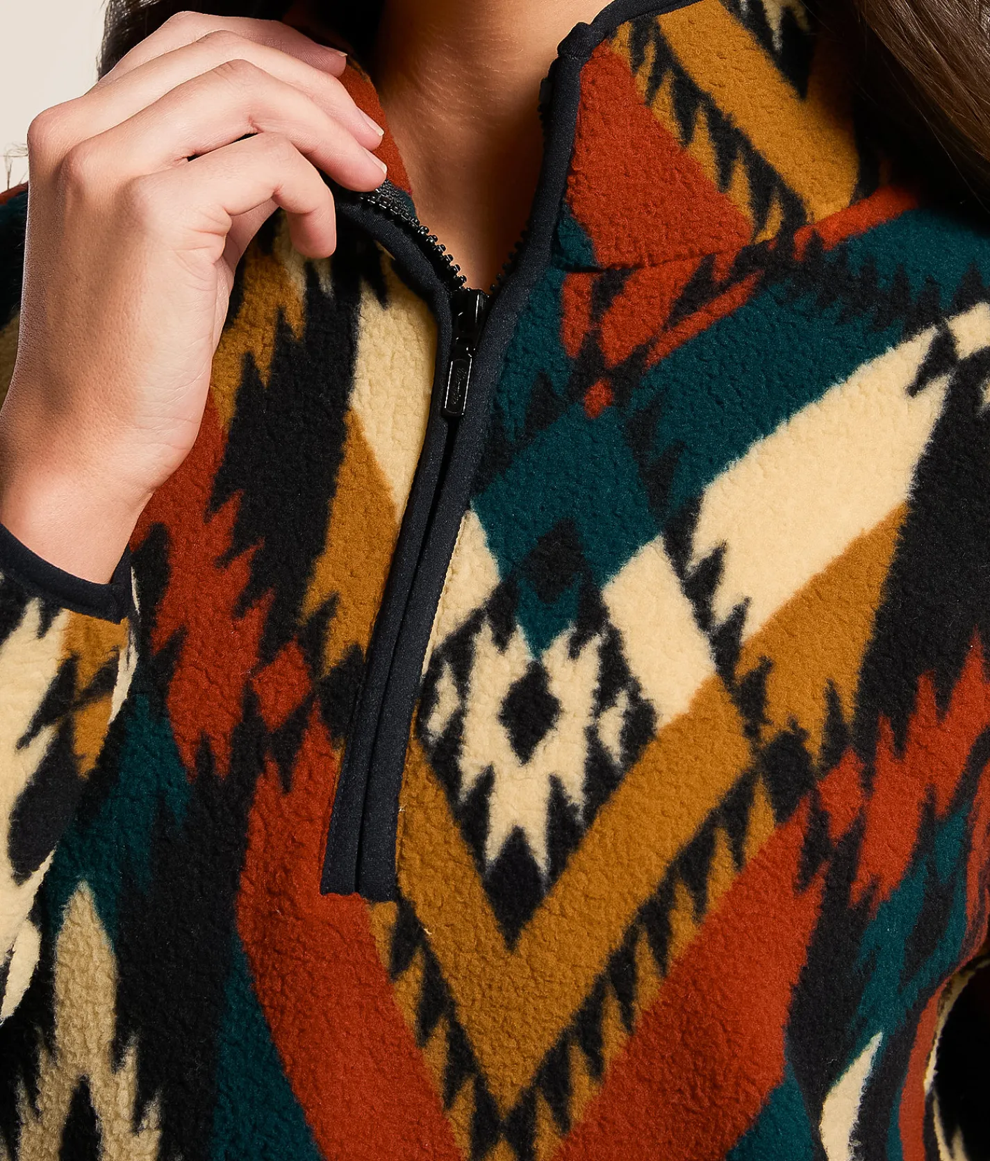 Wrangler® Sherpa Quarter Zip Pullover Teal Sale