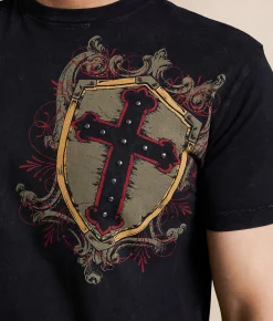 Affliction Shielded T-Shirt Black Lava Wash Best