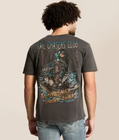 Tops|Graphic T-Shirts | Tail Chasers Club Shootin' Quacks T-Shirt Vintage Black Pigment Dye