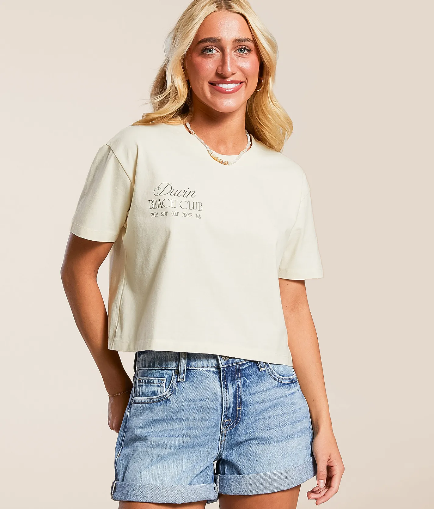 Duvin Shoreline Cropped T-Shirt Ivory Best