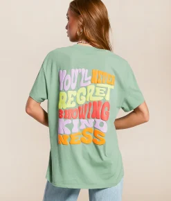 Tops | Modish Rebel Showing Kindness Oversized T-Shirt Grayed Jade