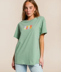 Tops | Modish Rebel Showing Kindness Oversized T-Shirt Grayed Jade