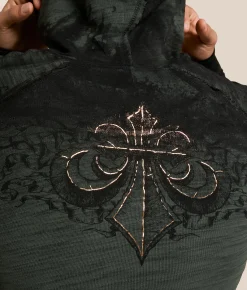 Affliction Shredded Dusk Reversible Thermal Hoodie Deep Depths Black Best