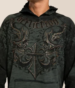 Affliction Shredded Dusk Reversible Thermal Hoodie Deep Depths Black Best