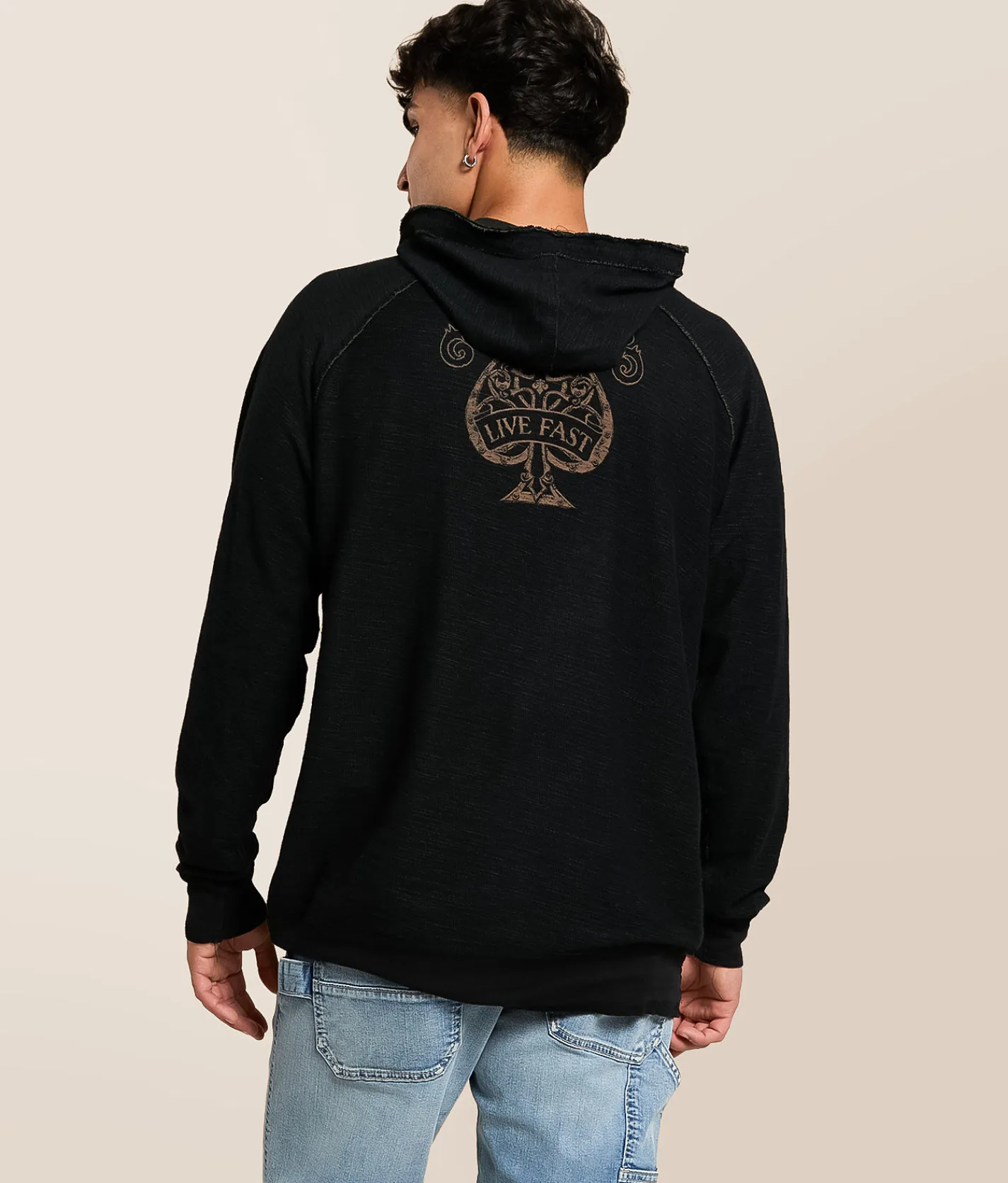 Affliction Shredded Dusk Reversible Thermal Hoodie Deep Depths Black Best