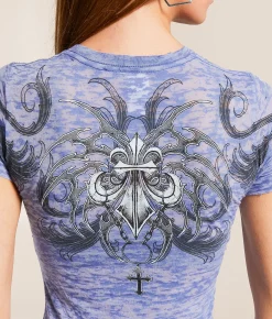 Affliction Shred Fast Burnout T-Shirt Blue Burnout Outlet