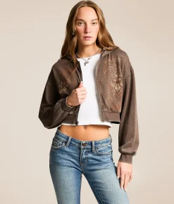 Tops | Affliction Shred Fest Heathered Hoodie Taupe
