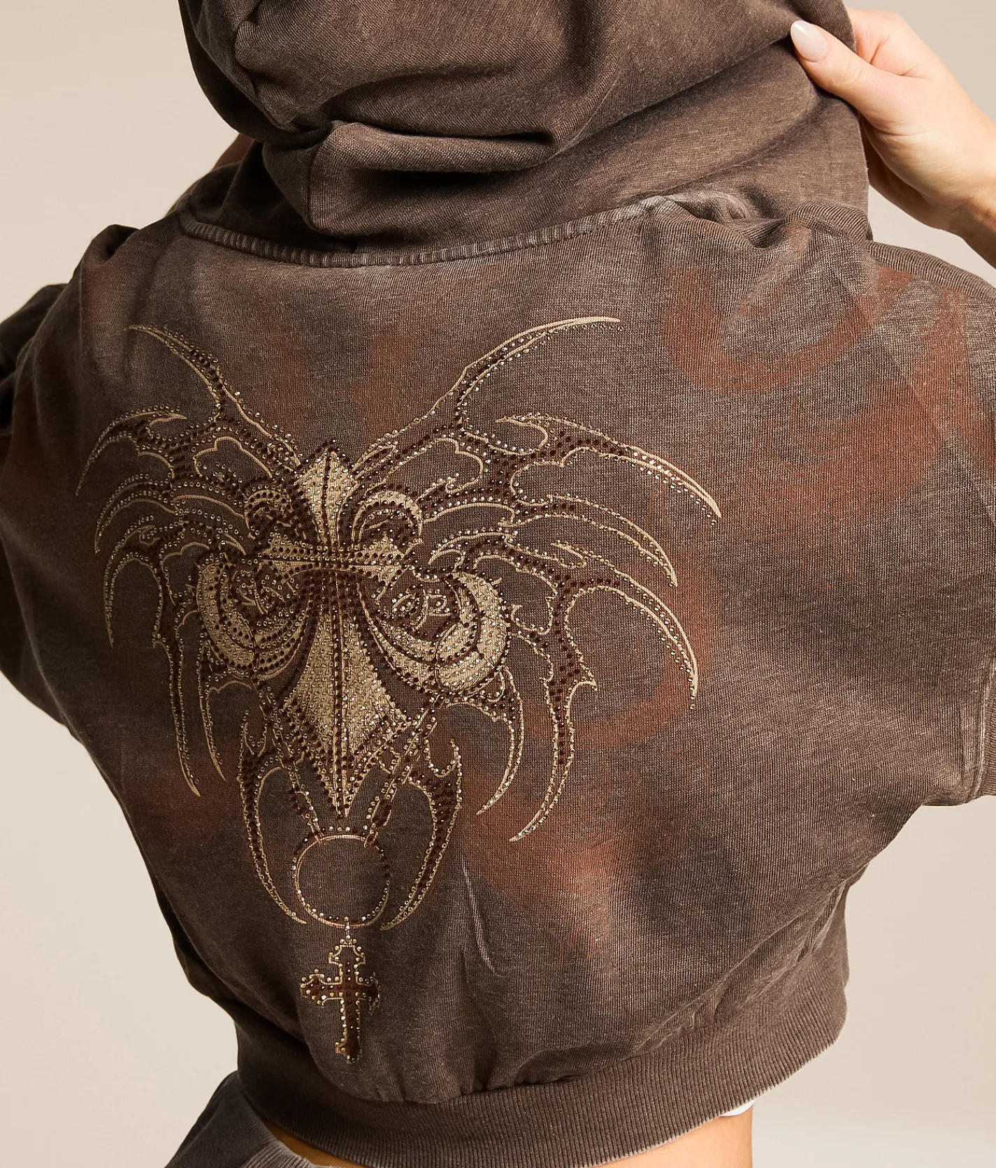 Tops | Affliction Shred Fest Heathered Hoodie Taupe