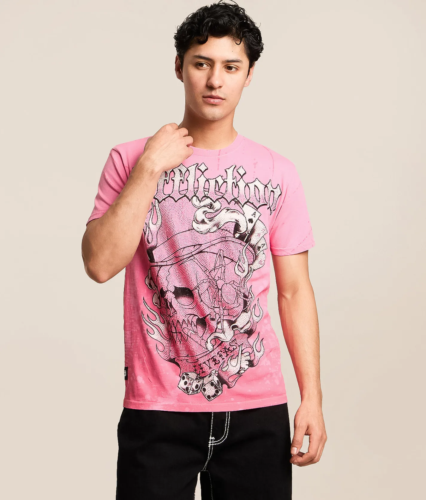 Tops|Graphic T-Shirts | Affliction Shrouded Mob T-Shirt Pink Drink Reactive