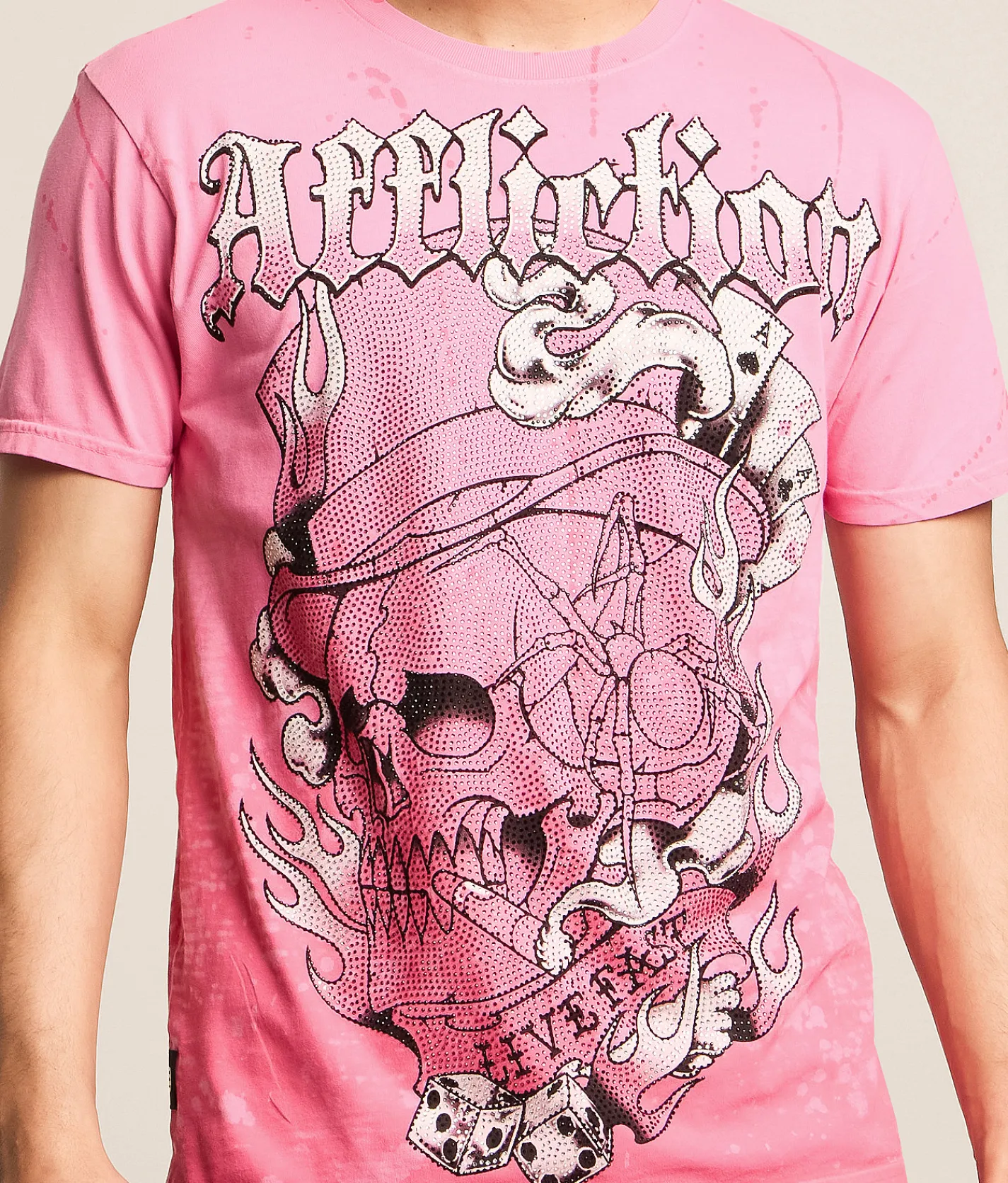 Tops|Graphic T-Shirts | Affliction Shrouded Mob T-Shirt Pink Drink Reactive