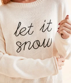 Z Supply Sienna Let It Snow Sweater Winter White Hot