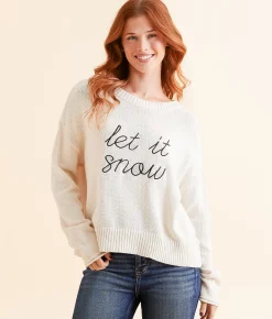 Z Supply Sienna Let It Snow Sweater Winter White Hot