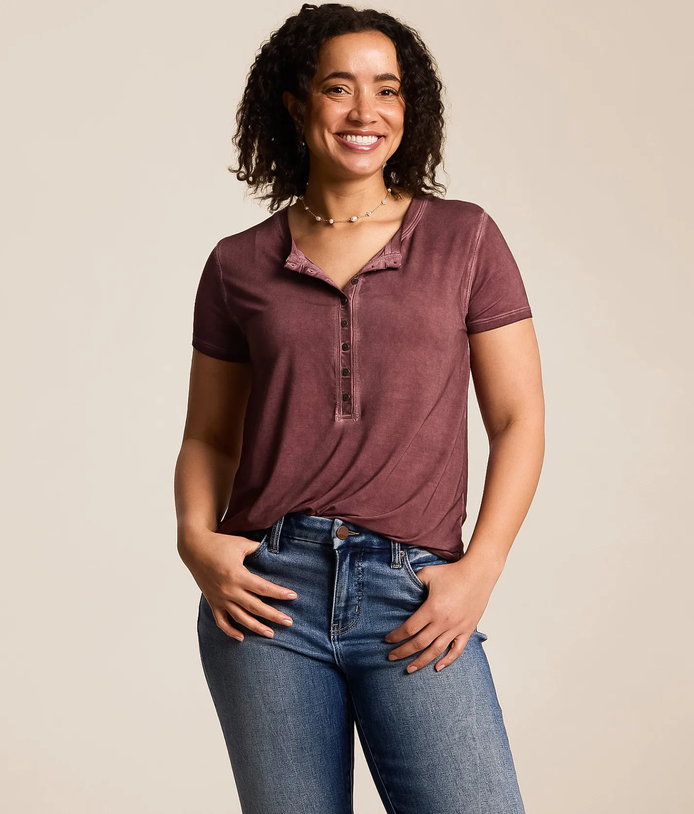 White Crow Sienna Sleek Henley Rose Brown Sale