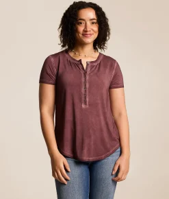 White Crow Sienna Sleek Henley Rose Brown Sale