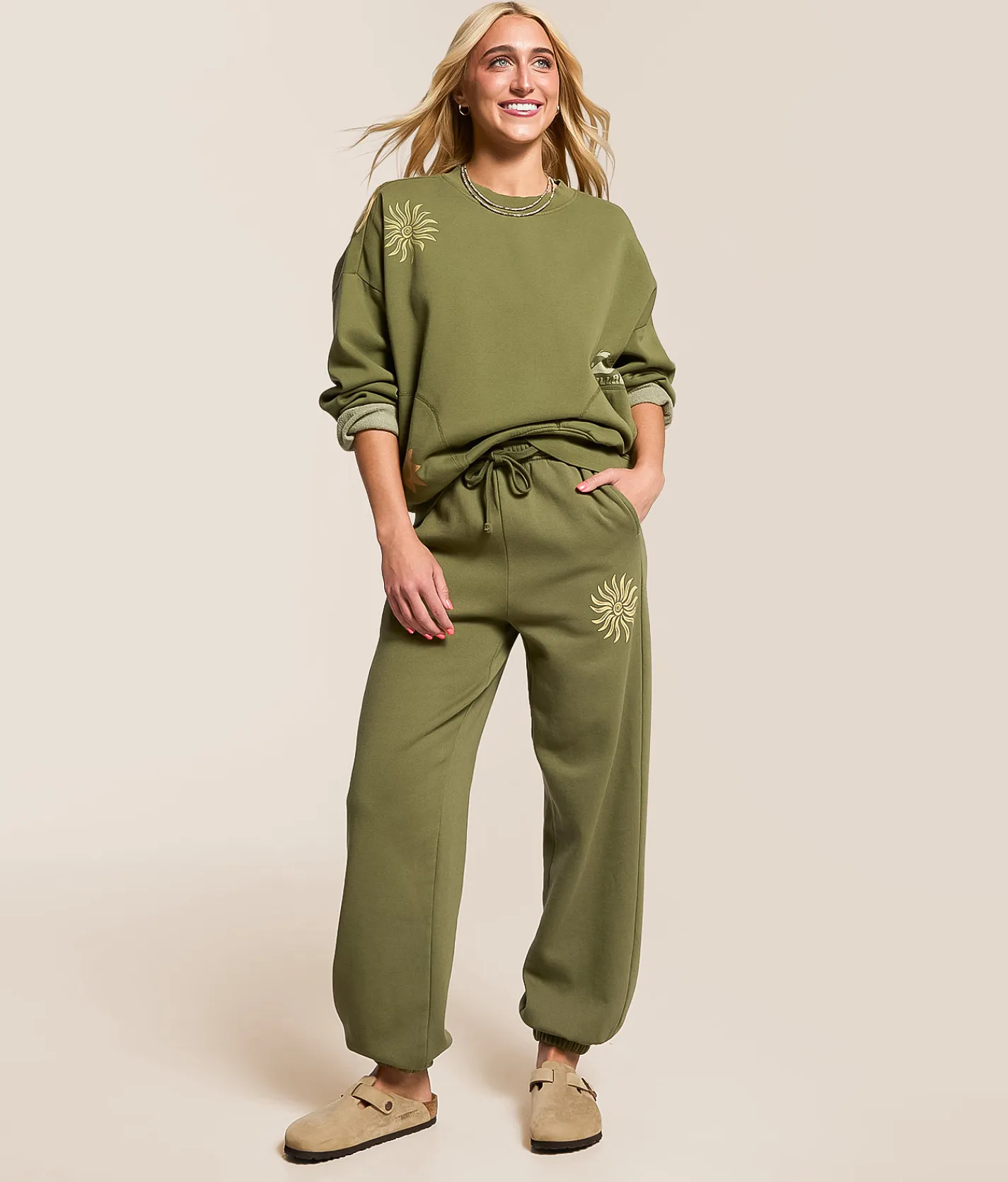 Billabong Sightseer Wave Oversized Pullover Martini Olive Hot