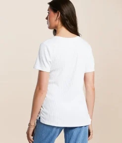 Tops | White Crow Silky Ribbed Knit Top White