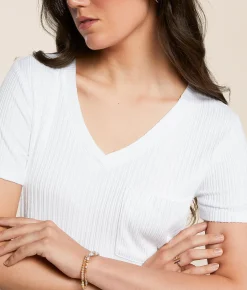 Tops | White Crow Silky Ribbed Knit Top White