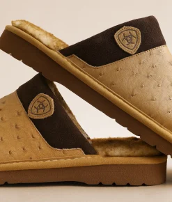 Shoes | Ariat Silversmith Exotic Leather Slipper Ostrich Tan