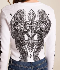 Affliction Simulation Cropped Thermal White Reactive