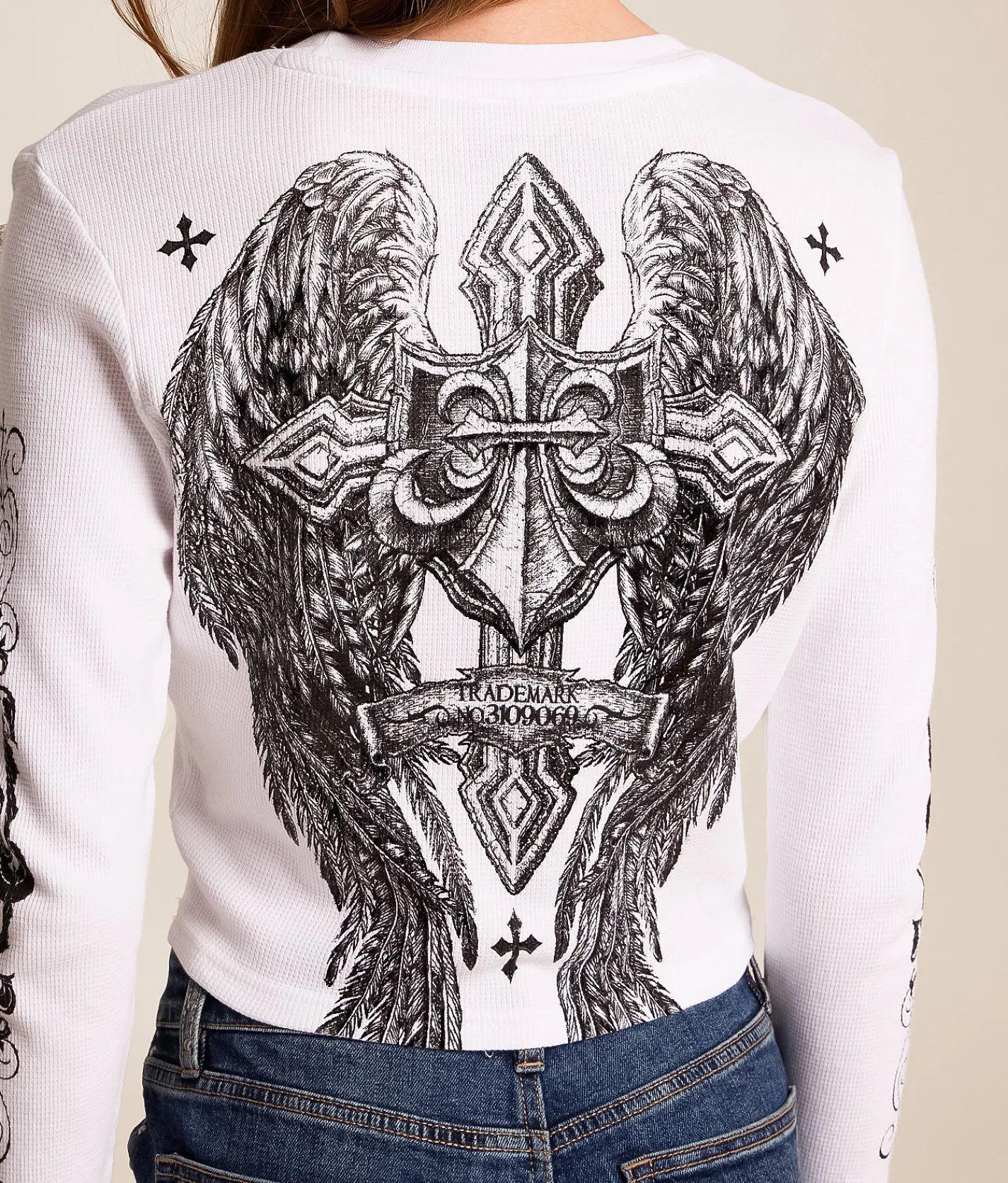 Affliction Simulation Cropped Thermal White Reactive