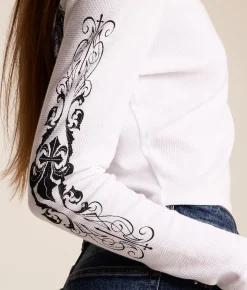 Affliction Simulation Cropped Thermal White Reactive