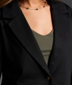 Buckle Black Single Button Blazer Black Outlet