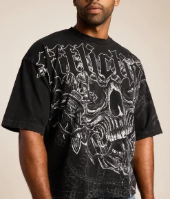 Tops|Graphic T-Shirts | Affliction Sinister Path T-Shirt Black Lava Wash