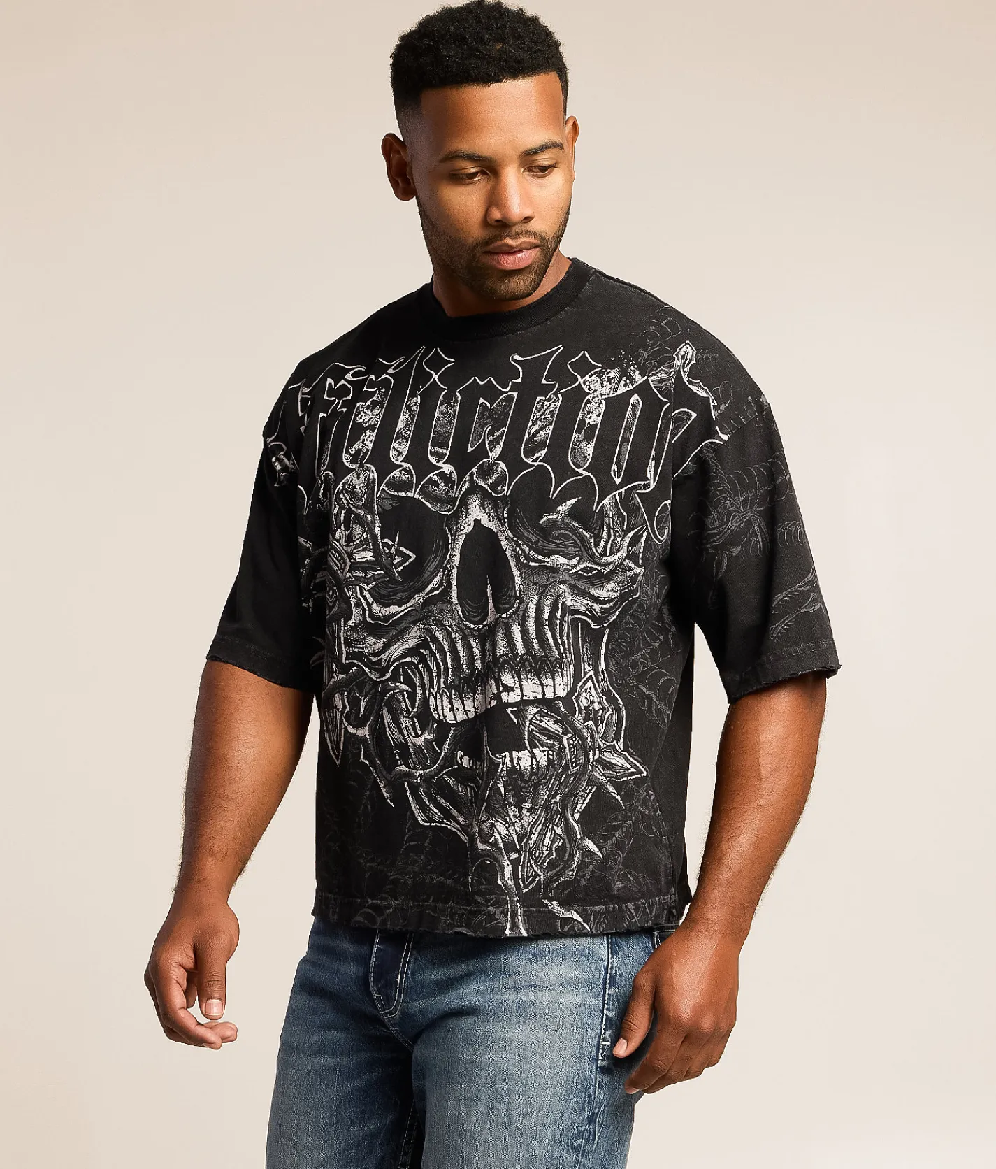 Tops|Graphic T-Shirts | Affliction Sinister Path T-Shirt Black Lava Wash