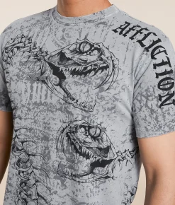 Affliction Skeletal T-Shirt Silver Lava Wash Online
