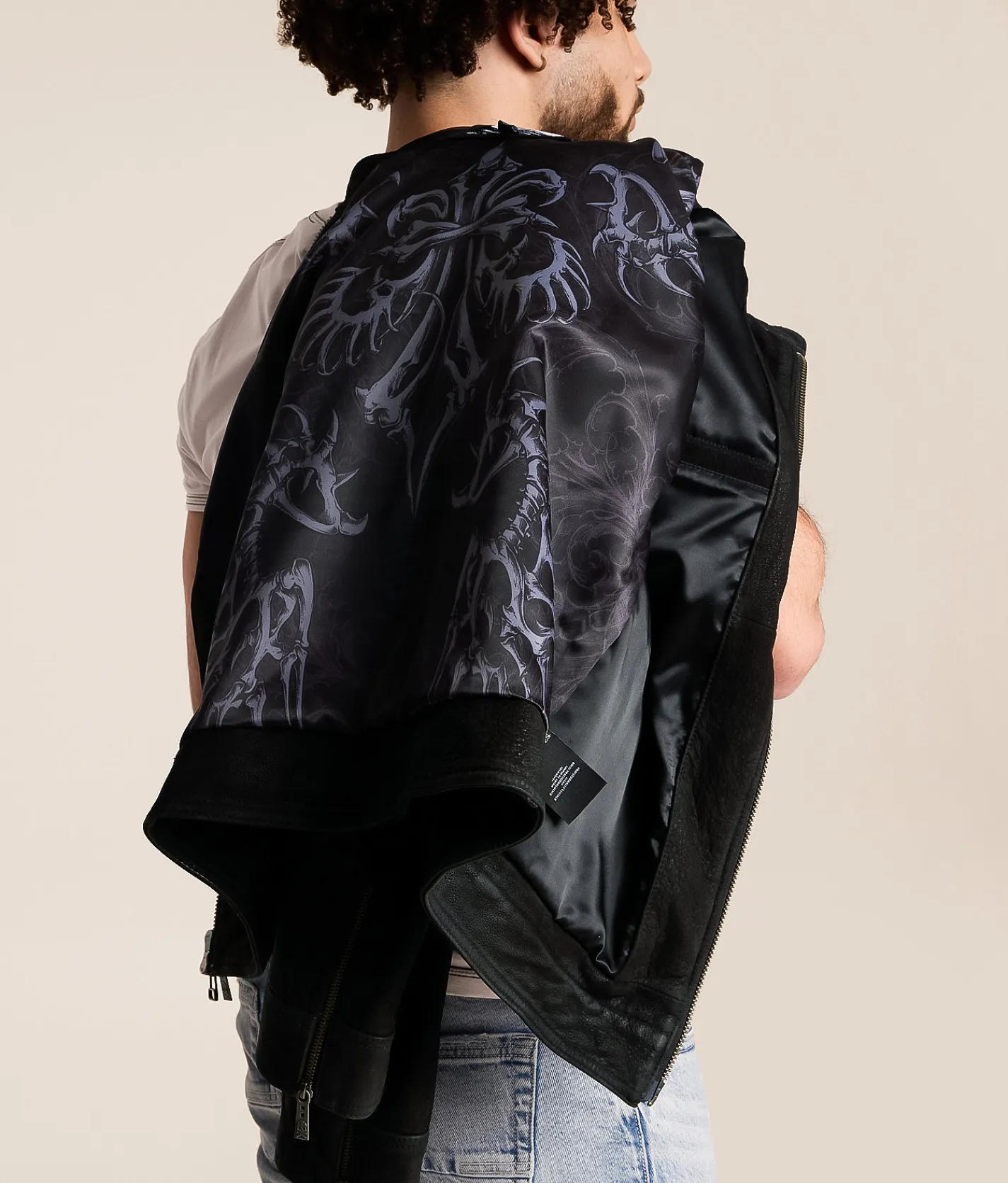 Affliction Skeleton Distressed Leather Jacket Black Discount