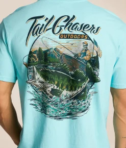 Tail Chasers Club Skeleton Fisherman T-Shirt Waterspout Pigment Dye Best