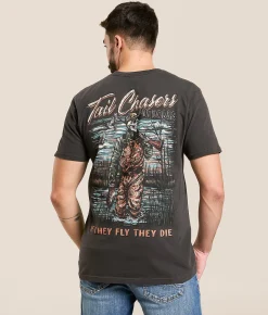 Tail Chasers Club Skeleton Hunter T-Shirt Vintage Black Pigment Dye