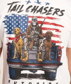 Tops|Graphic T-Shirts | Tail Chasers Club Skeleton Hunt T-Shirt Antique White